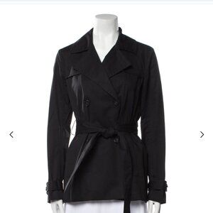 Theory Cropped Trench Coat (Black, Medium, Excellent Condition)